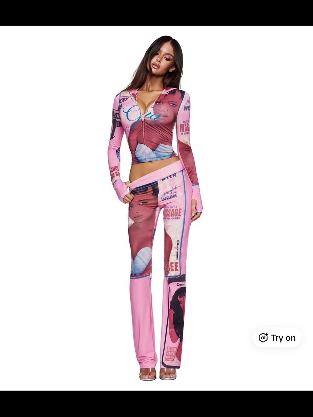 I.AM.GIA + T-REX Women's Pink Graphic Wide-Leg Pants - Fashion Print